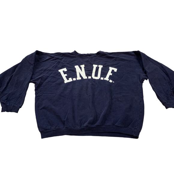 Vintage Tops - Vintage E.N.U.F. USA Crewneck Sweatshirt Small Navy